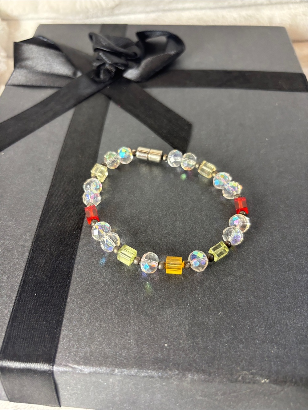 Crystal Bead 7 1/2β Bracelet with Multi-Color Accent